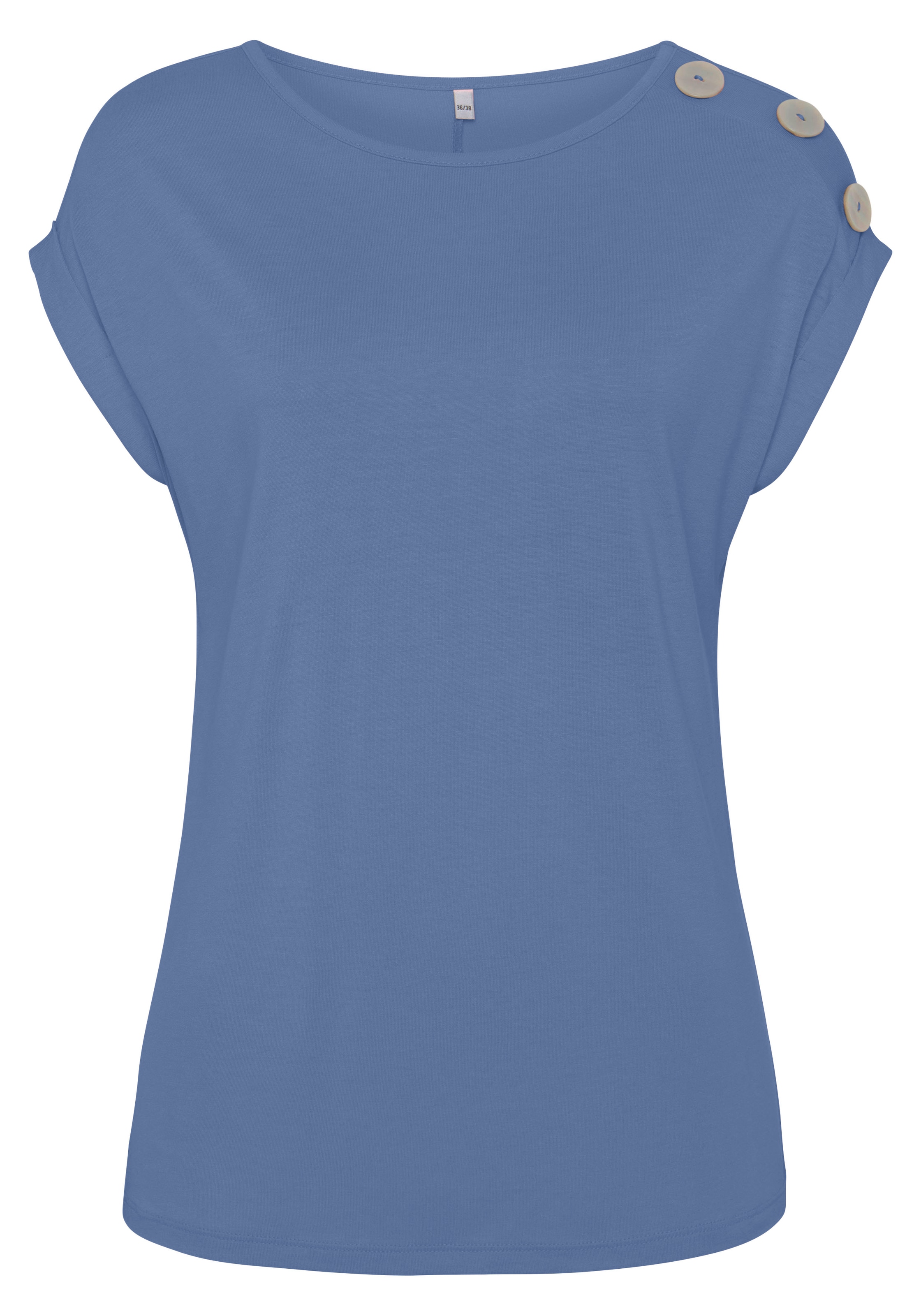 Buffalo Kurzarmshirt , mit Zierknöpfen, bequemes T-Shirt aus Jersey, Basic