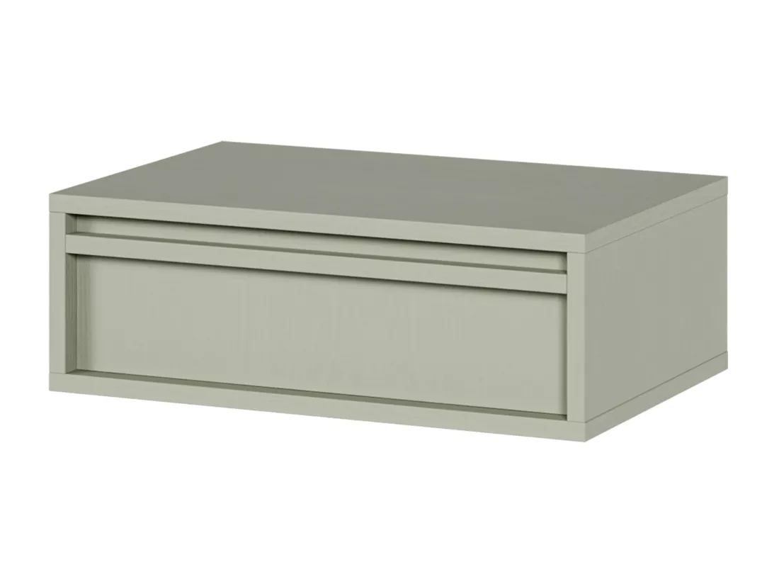 Table de chevet - 50 cm - avec tiroir - suspendu - vert sauge - EVO