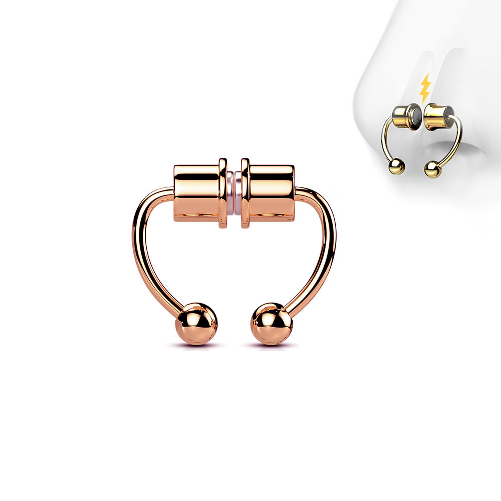 Fake Septum 316L Chirurgenstahl Magnetisches Nasenpiercing Hufeisen - Roségold