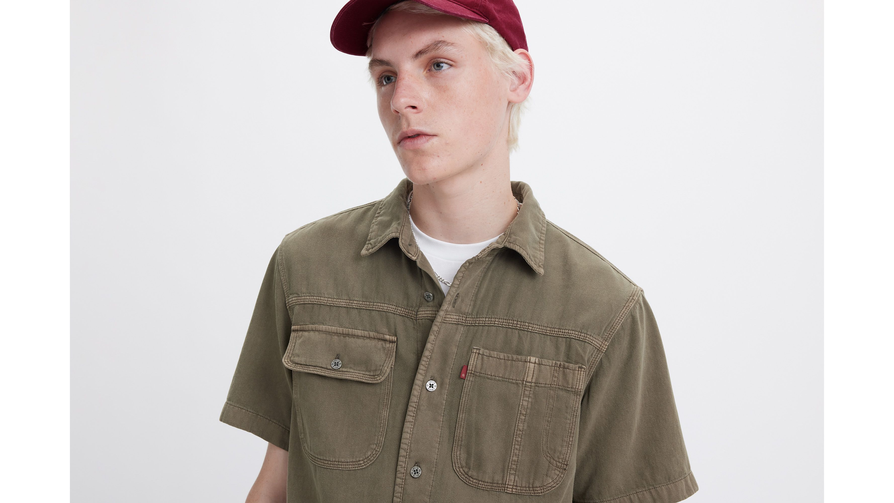 Chemise Worker manches courtes Auburn - Otter Natural Garment Dye - Marron