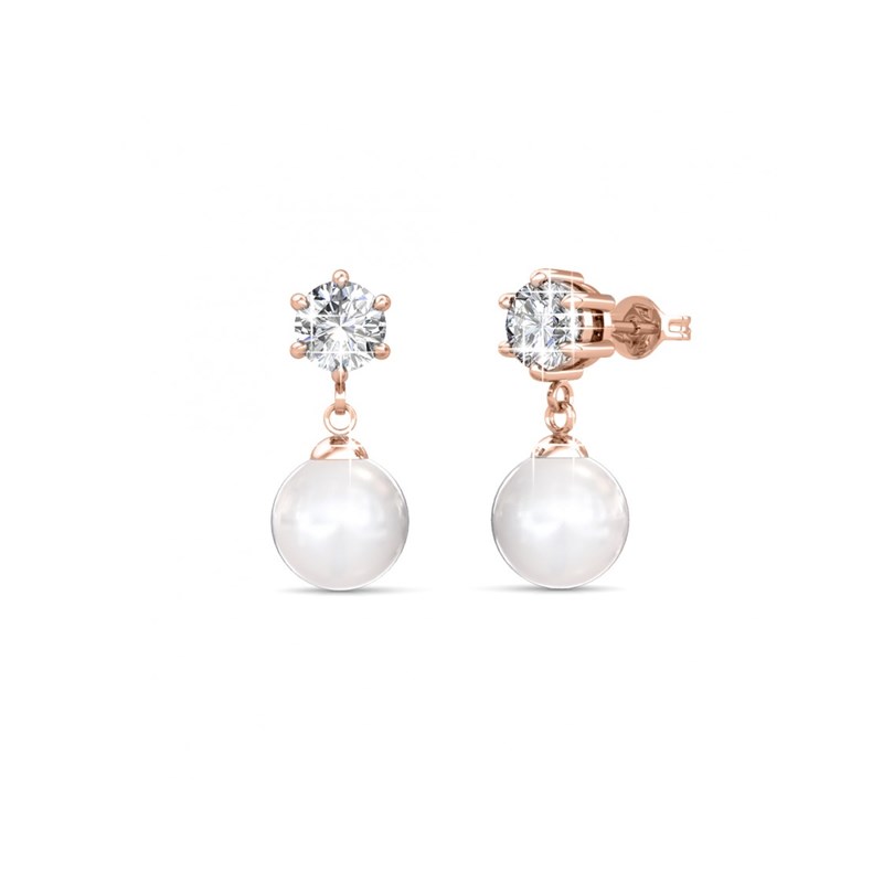 Boucles d'oreilles Pauline - Or Rosé et Cristal