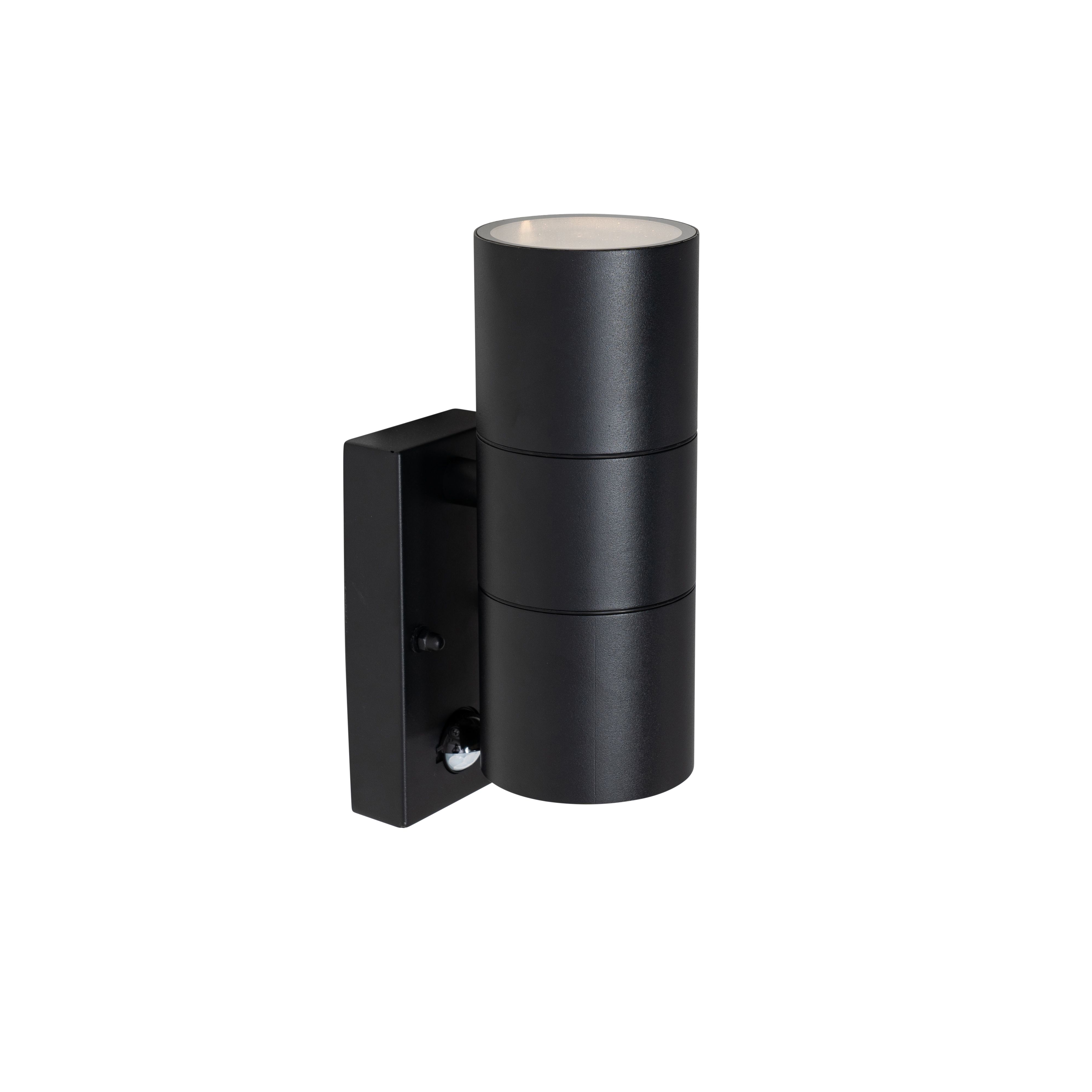Buitenwandlamp zwart 2-lichts AR70 met bewegingssensor - Duo