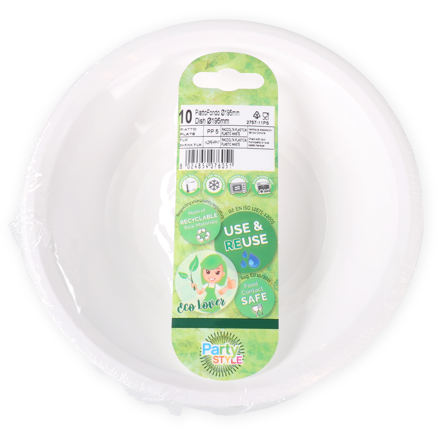 Goldplast Bord, diep bord, Use & reuse, reusable, rond, 1-vaks, pP, Ø19.5cm, wit