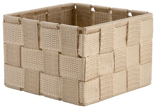 panier tissu beige 13x13x9