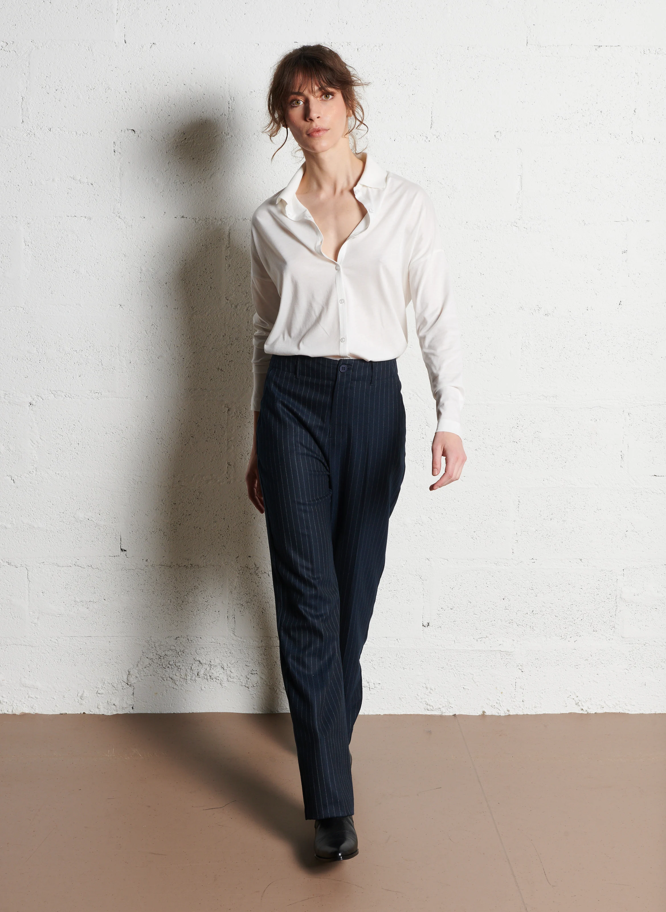 PHILY - Pantalon droit rayé | Bleu