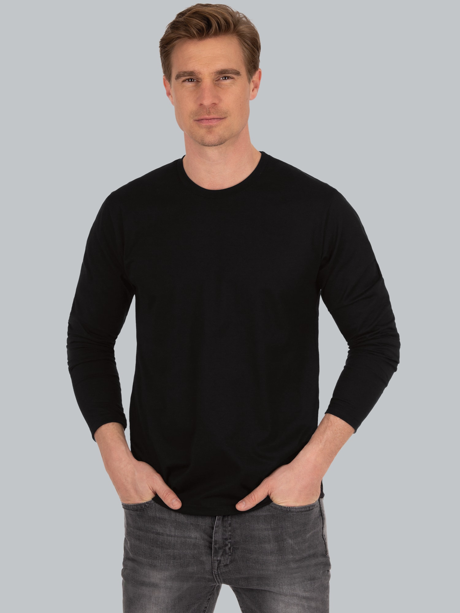Langarmshirt aus 100% Baumwolle Schwarz