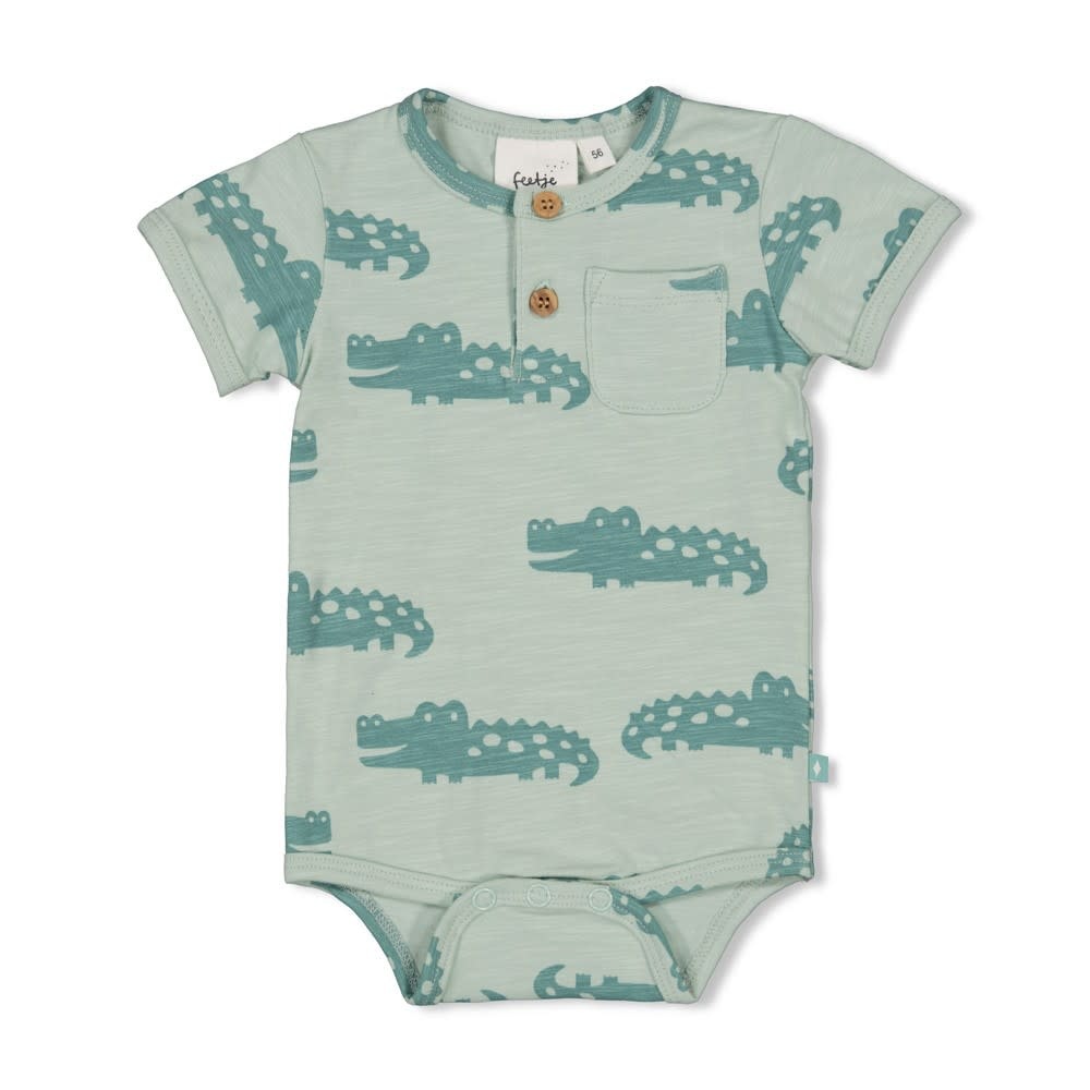 Feetje Feetje romper aop k/m - You Croc my World mint
