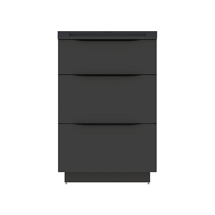 Meuble sous vasque à poser Pamili noir mat 60 cm + plan vasque en résine noir