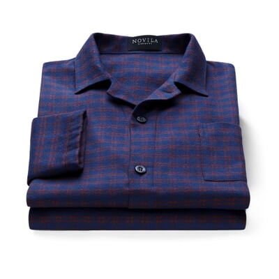 Herrenpyjama Flanell gemustert, Blau