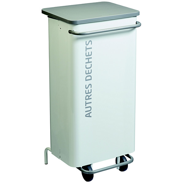 Poubelle de tri mobile à pédale avec frein de chute du couvercle nomade - 110 L - autres déchets - blanc signalisation 9016 / gris clair 9022