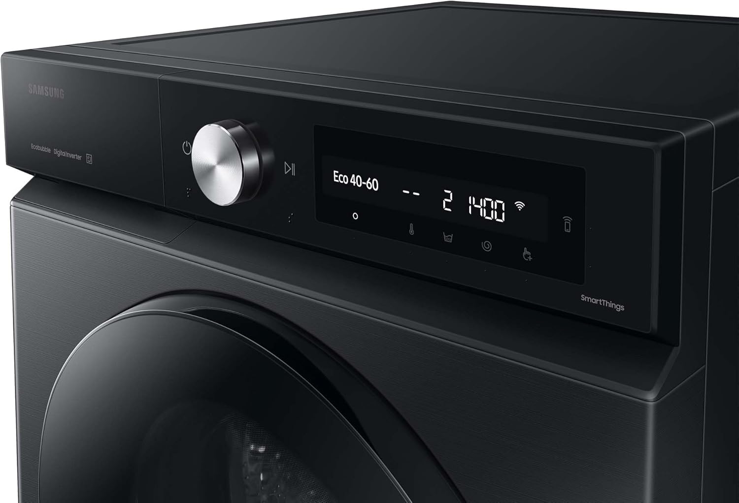 Samsung WW11DB7B34GBU2 Bespoke Waschmaschine, 11 kg, 1.400 U/min, Extra energiesparend, EEK: A (-20 Prozent), AI Ecobubble, SuperSpeed 39 Min, AI Control, SmartThings App, AI Energy Mode, Schwarz