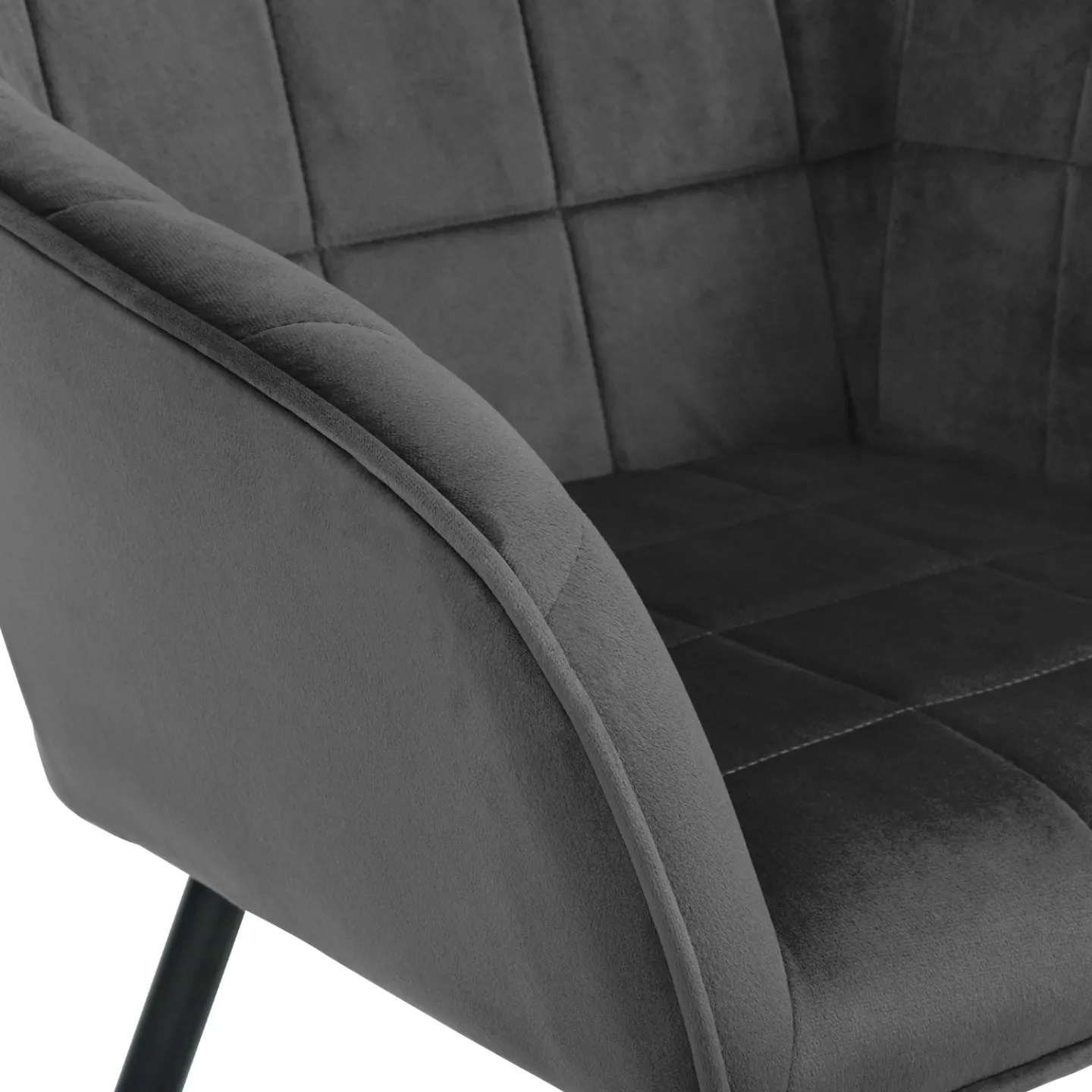 Lot de 2 chaises de salle à manger, fauteuils de table MADY en velours gris foncé