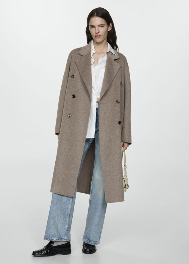 MANGO Handmade oversized wool coat Medium brown