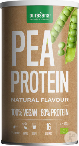 Purasana Vegan Protéines Végétales Pois 80% Goût Naturel Bio Poudre 400g