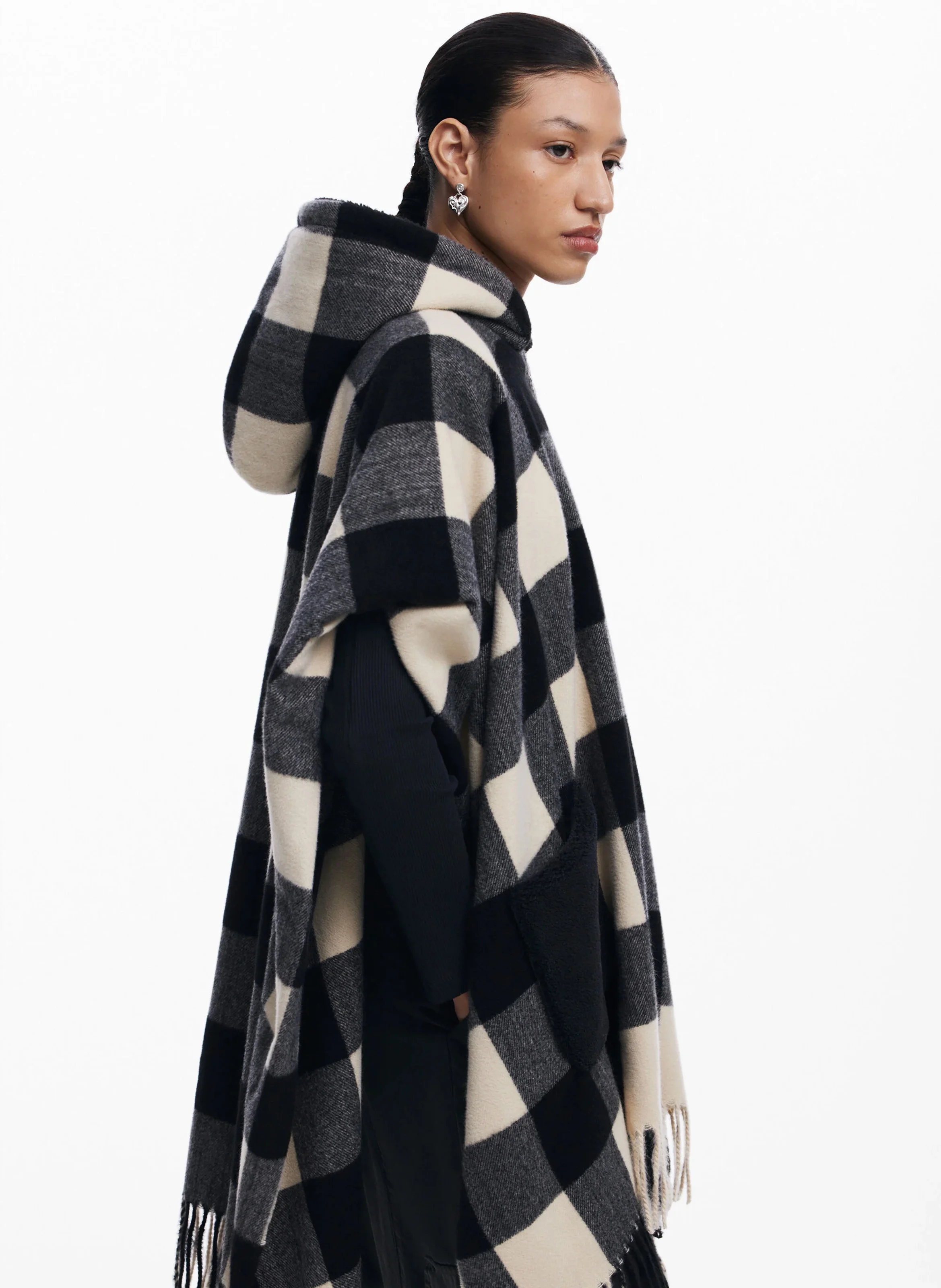 Poncho à capuche | Noir