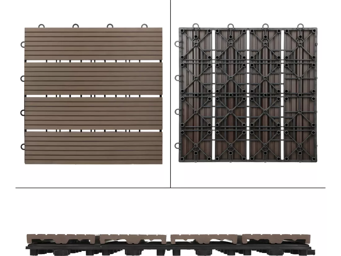 ECD Germany WPC Carreaux 30x30 cm - 44 Pièces par 4m² - avec Aspect Bois - Marron Foncé - Dalles