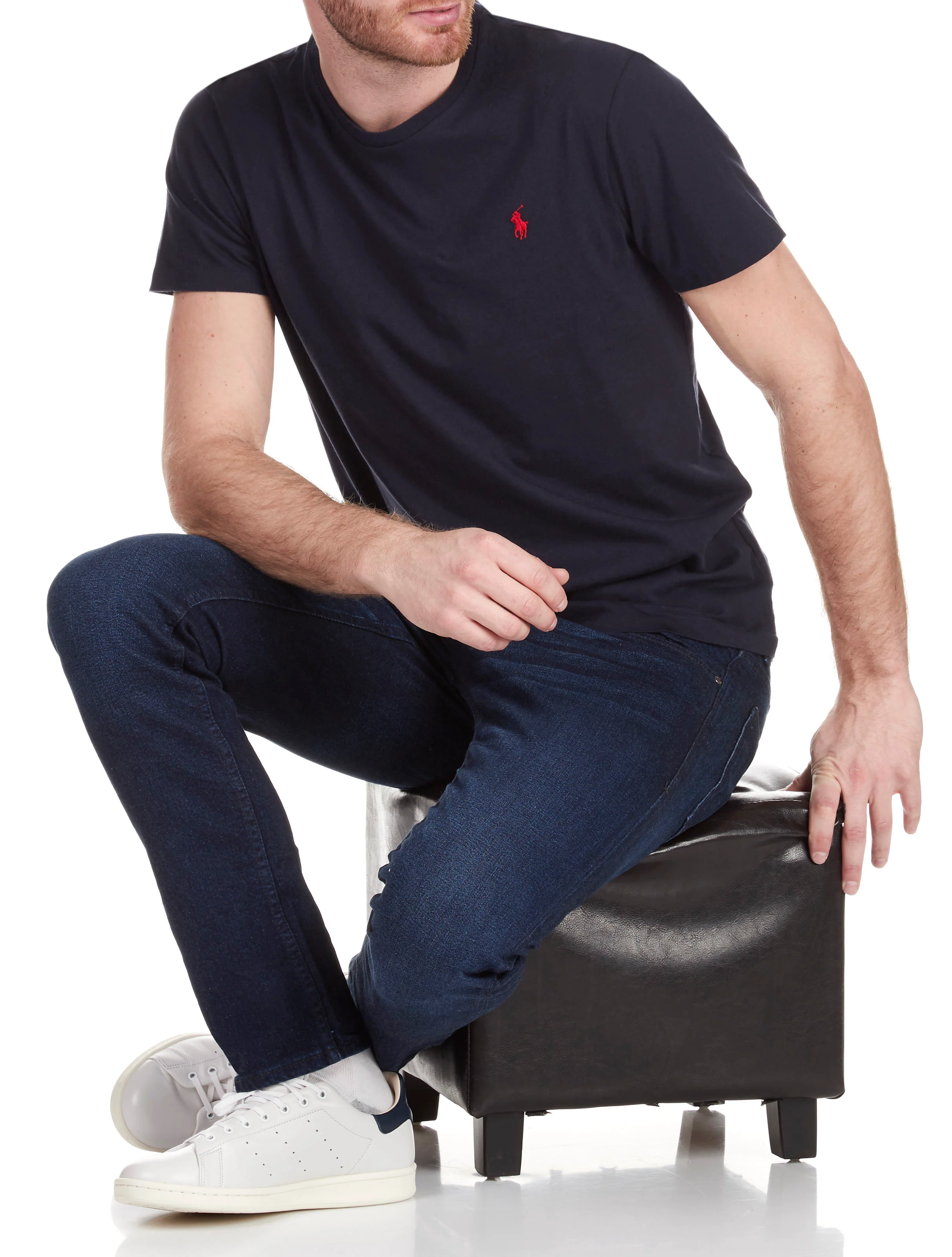 Tee-shirt col rond slim-fit en coton | Bleu
