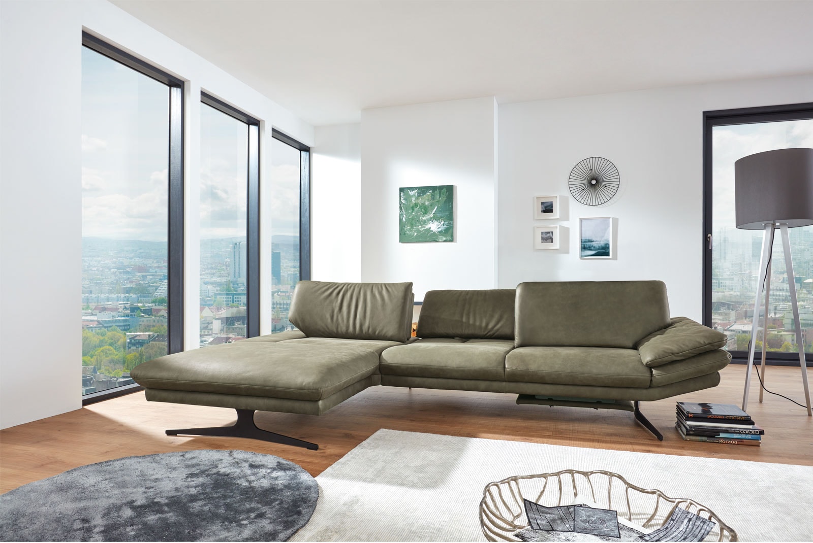 MONDO Ecksofa ARANCA II-L Lederbezug zypressengrün