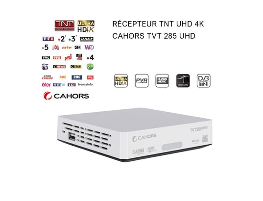CAHORS - Récepteur décodeur tnt uhd 4k tuner tvt 285 uhd - pvr ready...