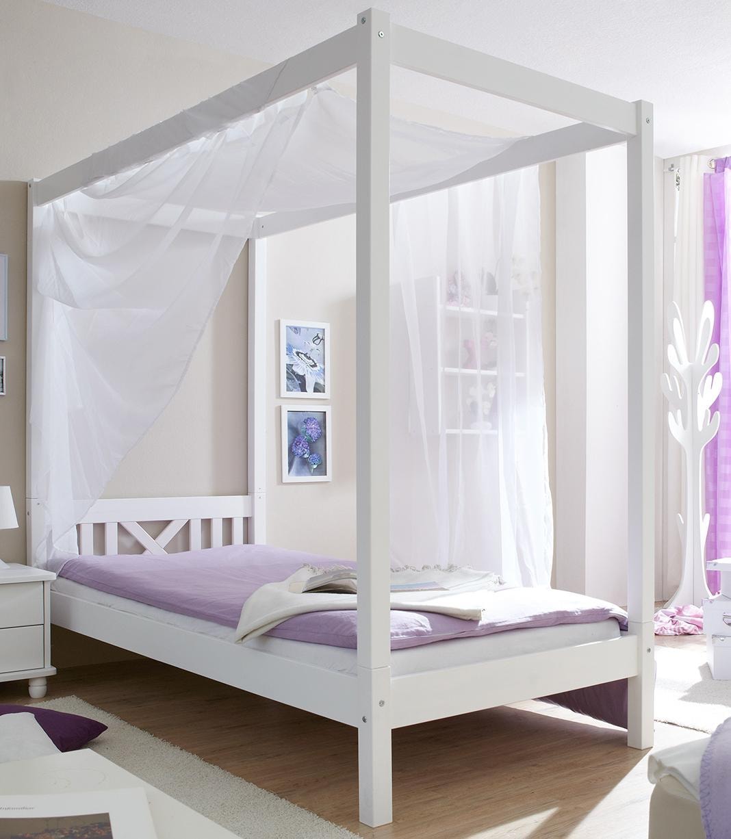 Ticaa Himmelbett »LaLuna« Himmelbett, aus Kiefer Massivholz, inkl. Rollrost