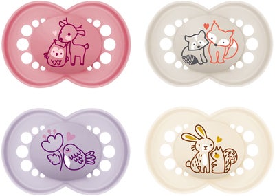MAM Original Silikon Smokk 6-16m 4-pack, Rosa/Neutral