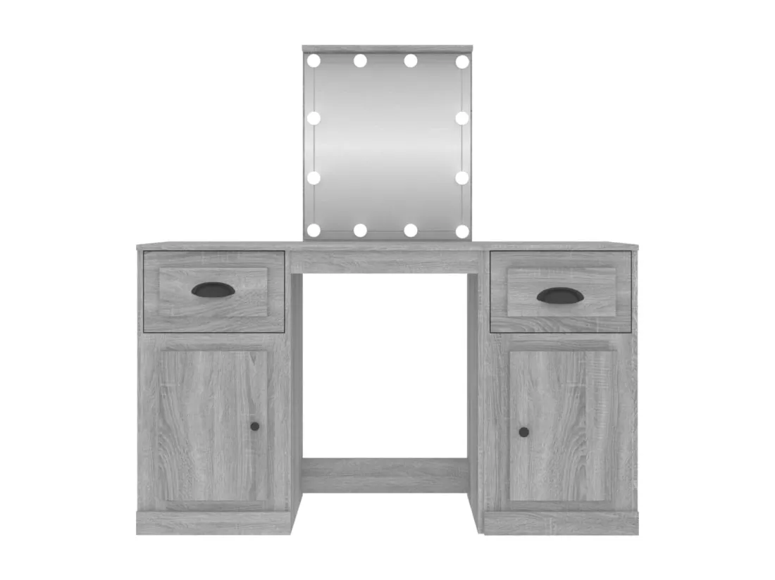 Coiffeuse avec LED sonoma gris 130x50x132,5 cm