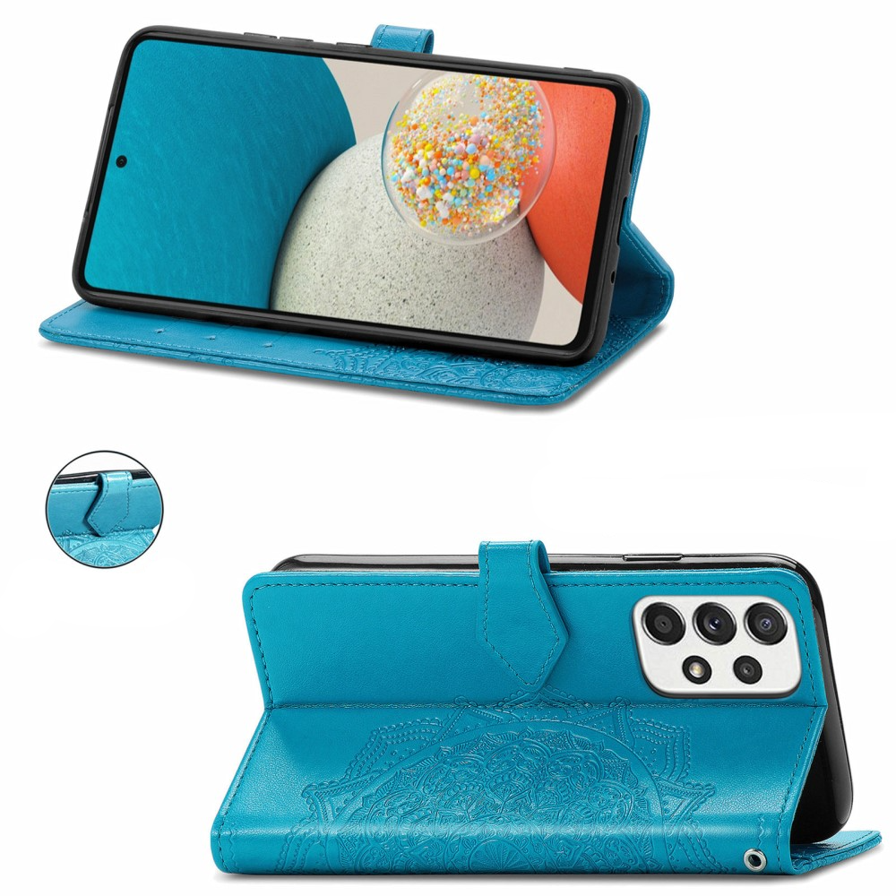 Samsung Galaxy A53 5G Leder Tasche Flip Cover Mandala - Blau