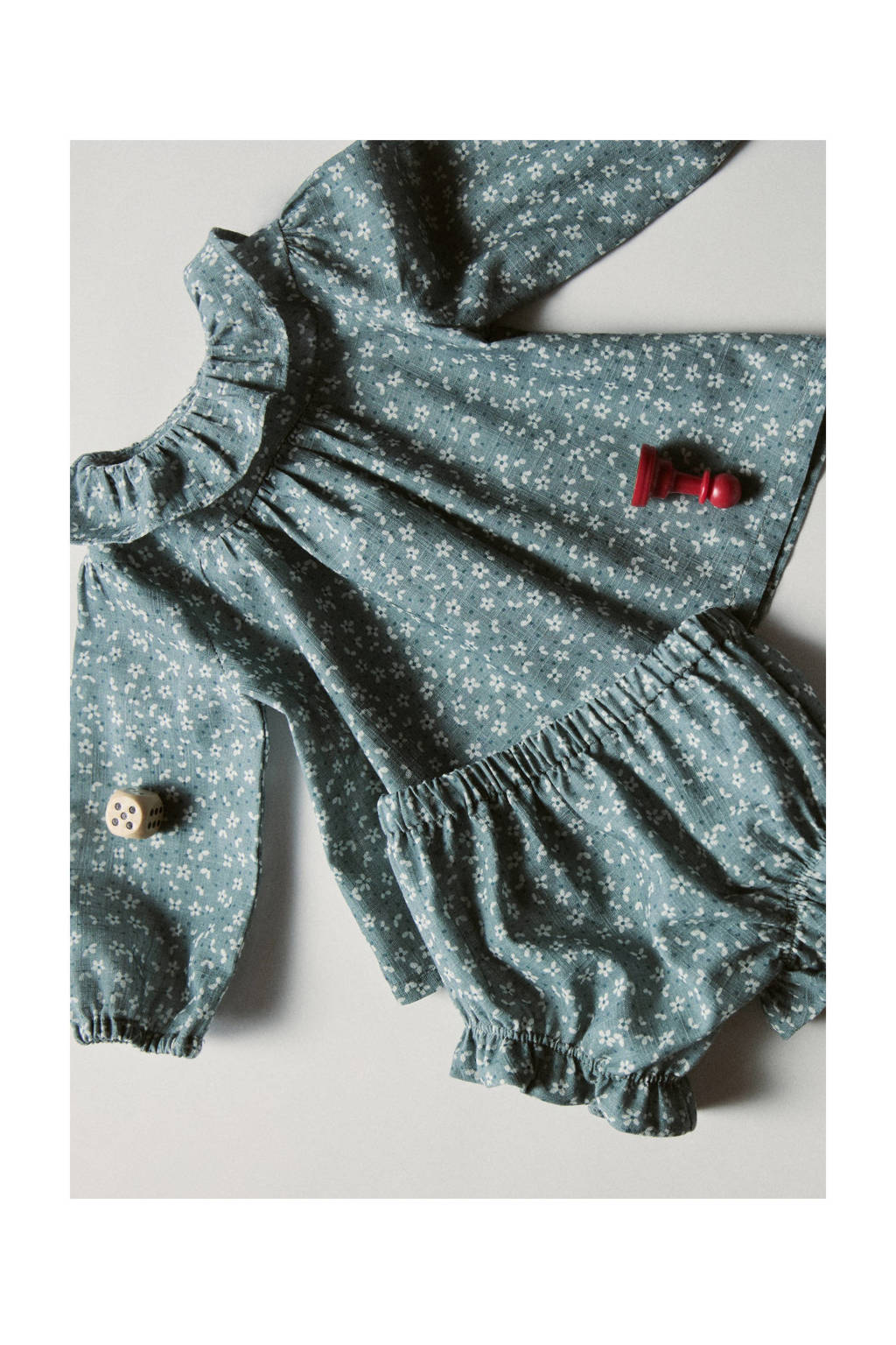 Mango Kids jurk + bloomer met bloemdessin groen/wit