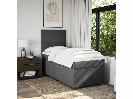 Sommier à lattes de lit et matelas Gris foncé 90x190 cm Tissu