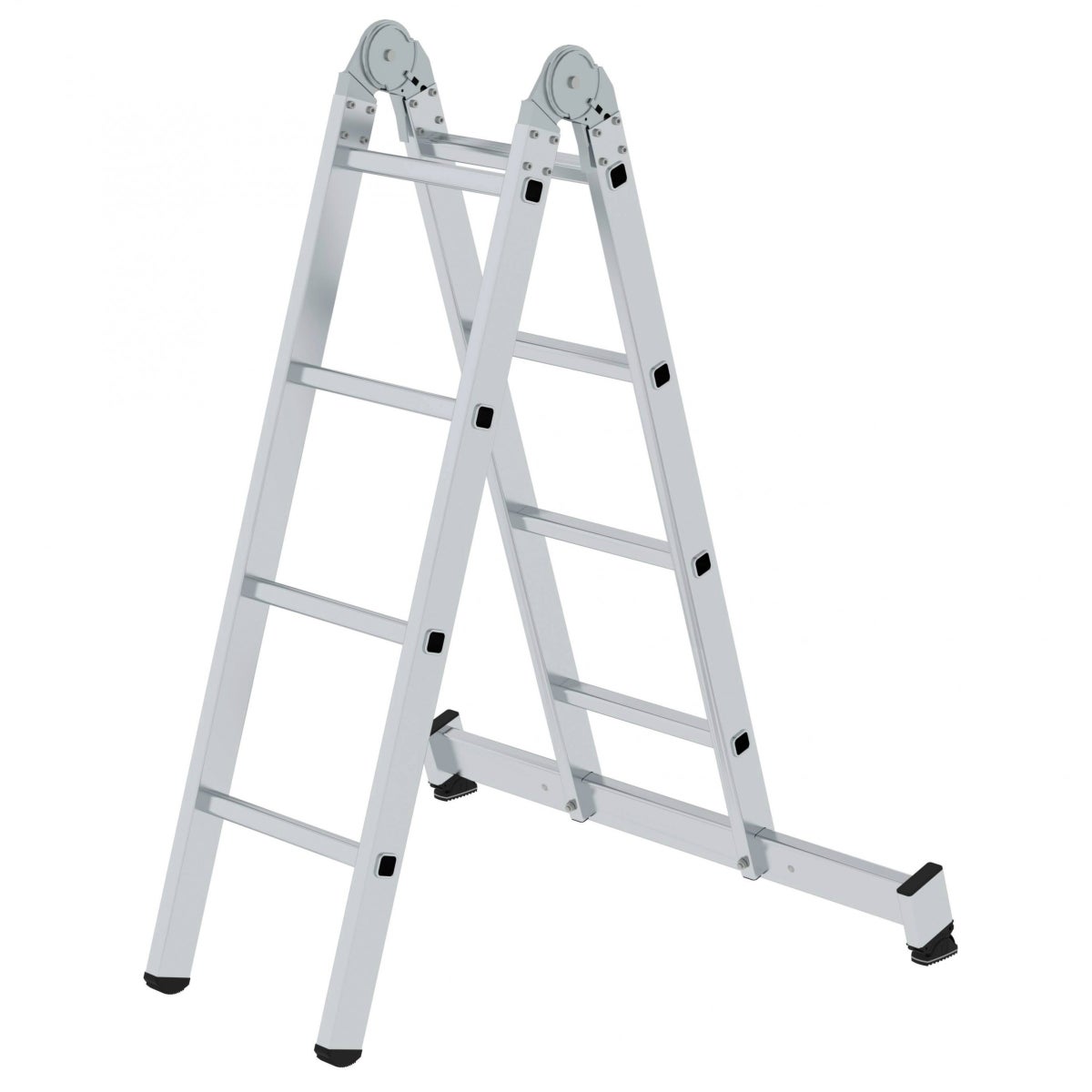 MUNK knikladder met Nivello® dwarsbalk, 2x4 sporten