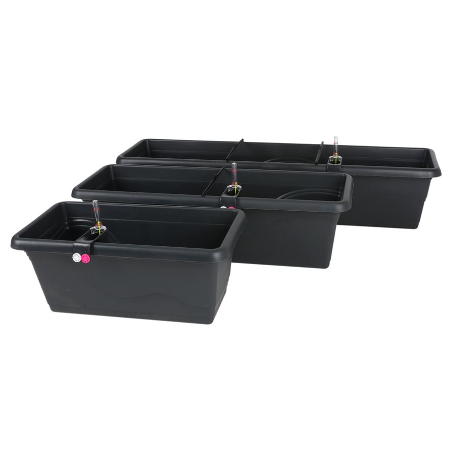 Blumenkasten Extra Line mit Bewässerungssystem 79x16,5x20,5cm Anthrazit