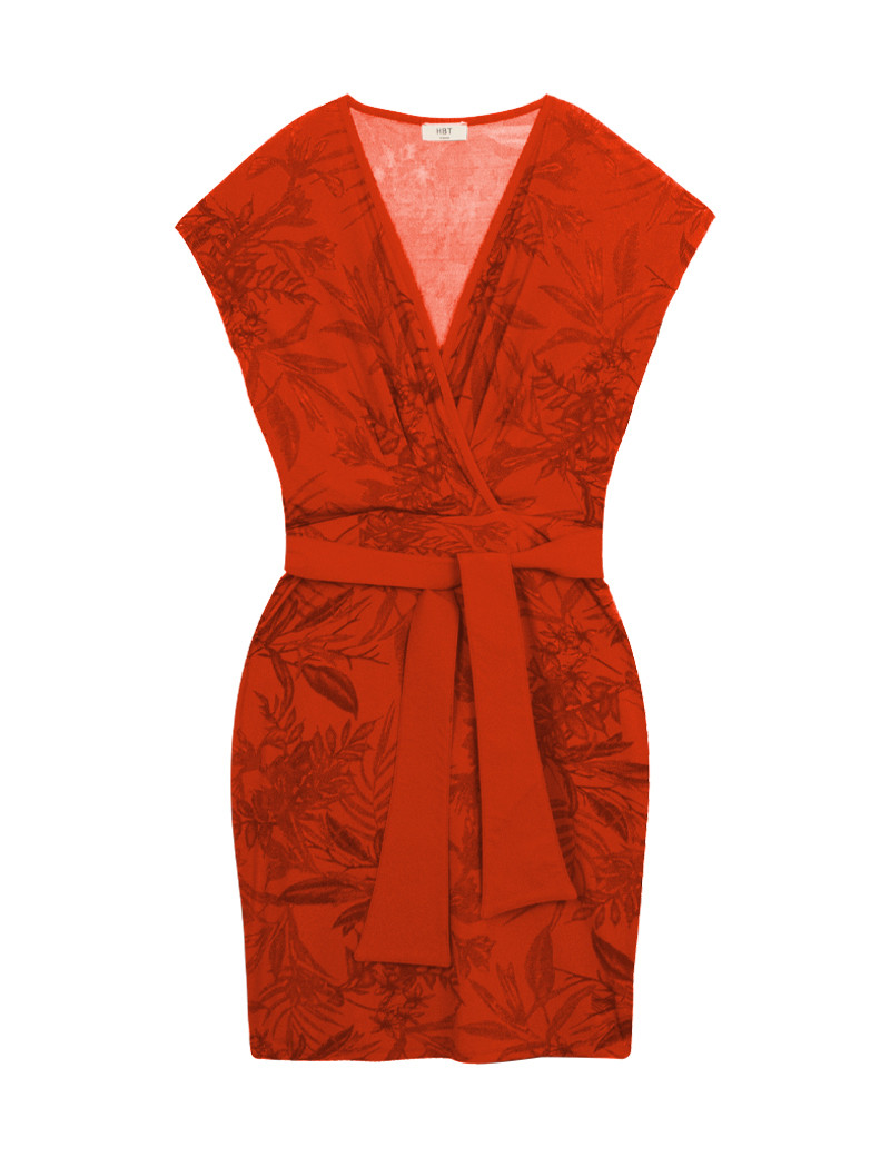 HBT ROBE NINA ORANGE IMPRIMÉ TROPICAL
