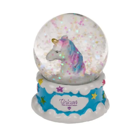Out of the Blue Glitterkugel, Einhornkopf, auf Sockel, Unicorn, 1 Stück, 2-fach sortiert