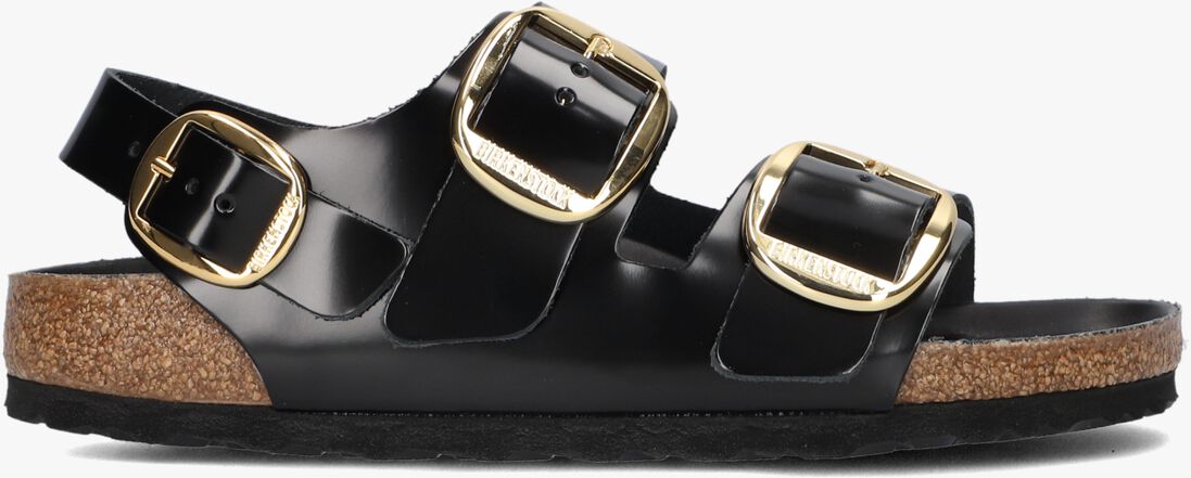 zwarte birkenstock slippers milano big buckle dames