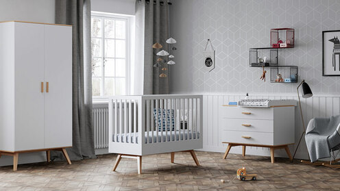 Chambre NAUTIS lit 60x120 commode armoire blanc - VOX