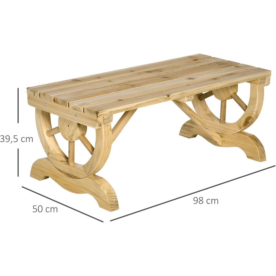 Outsunny Sitzbank im Wagenrad-Design naturholz