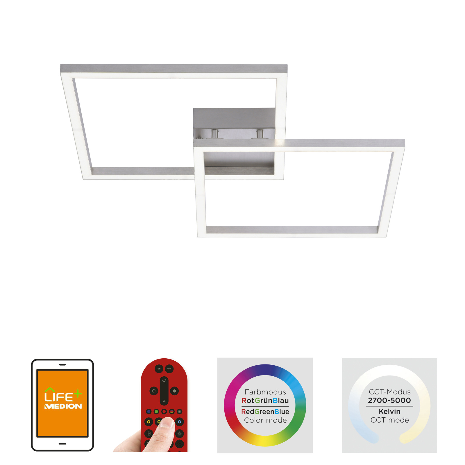 LED-Deckenleuchte - silberfarben - SmartHome - mit Fernbedienung