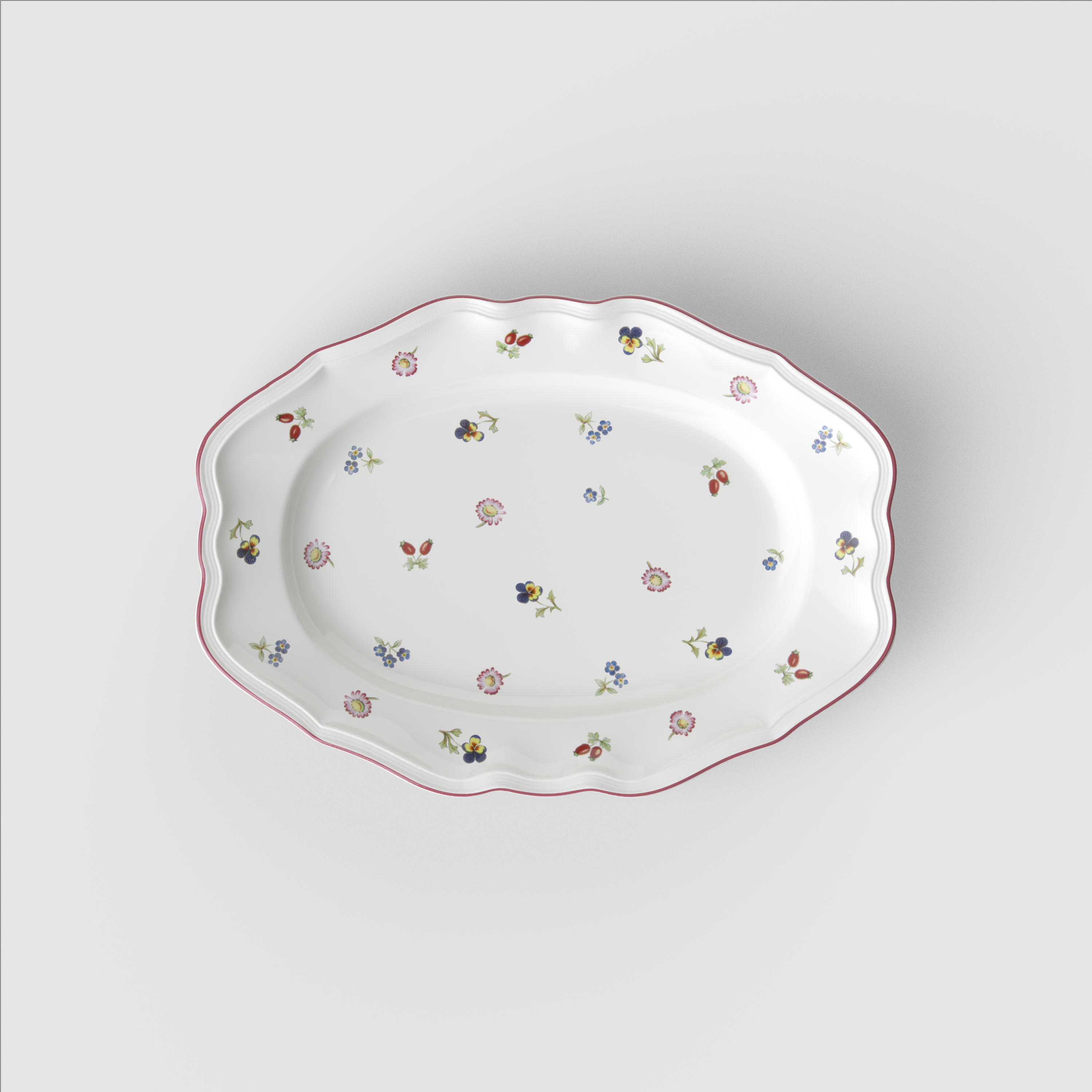Petite Fleur Serving tray White, 14.5'' x 10.4'', Premium Porcelain