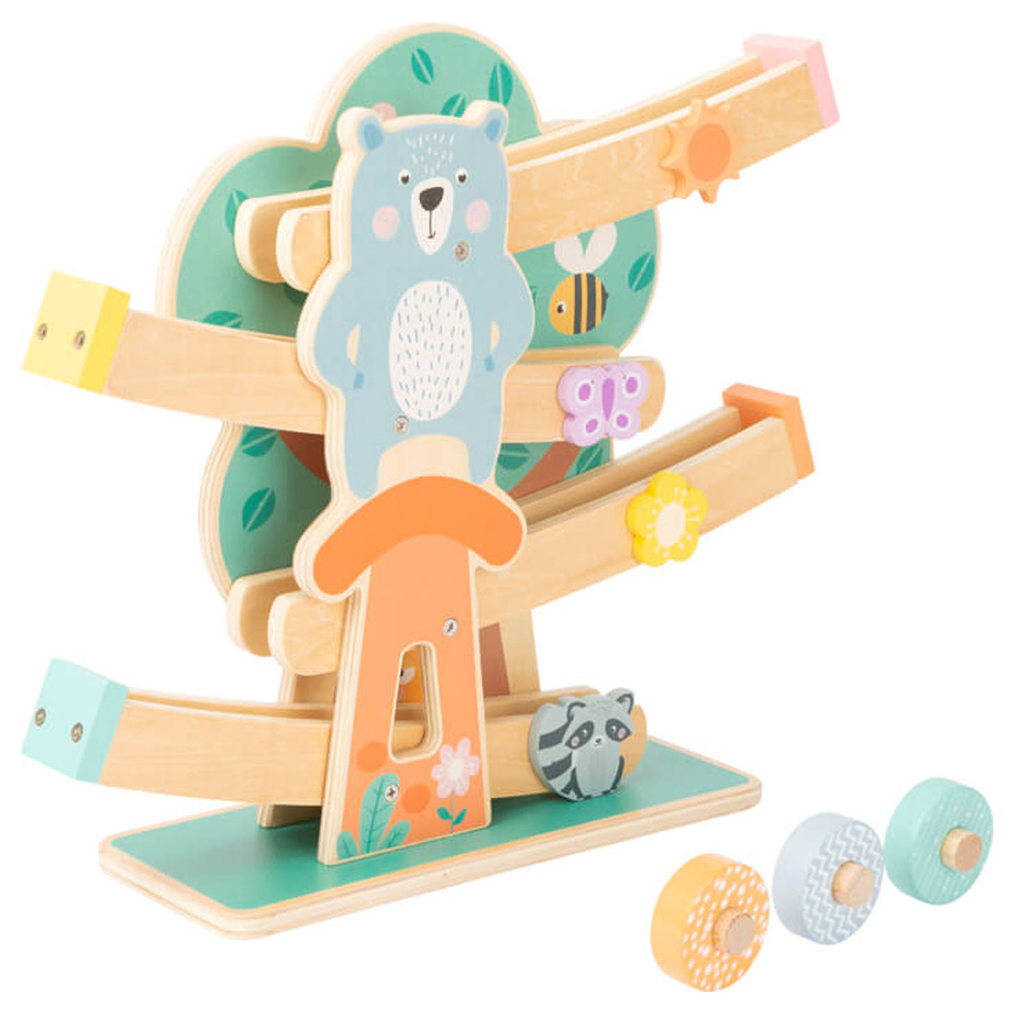 Small Foot-Houten Knikkerbaan Dieren Pastel