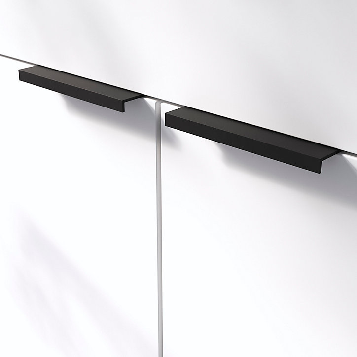 Poignée de meuble Incurvé GoodHome Skej aluminium mat noir l.120mm x l.19mm x H. 35mm entraxe 96mm