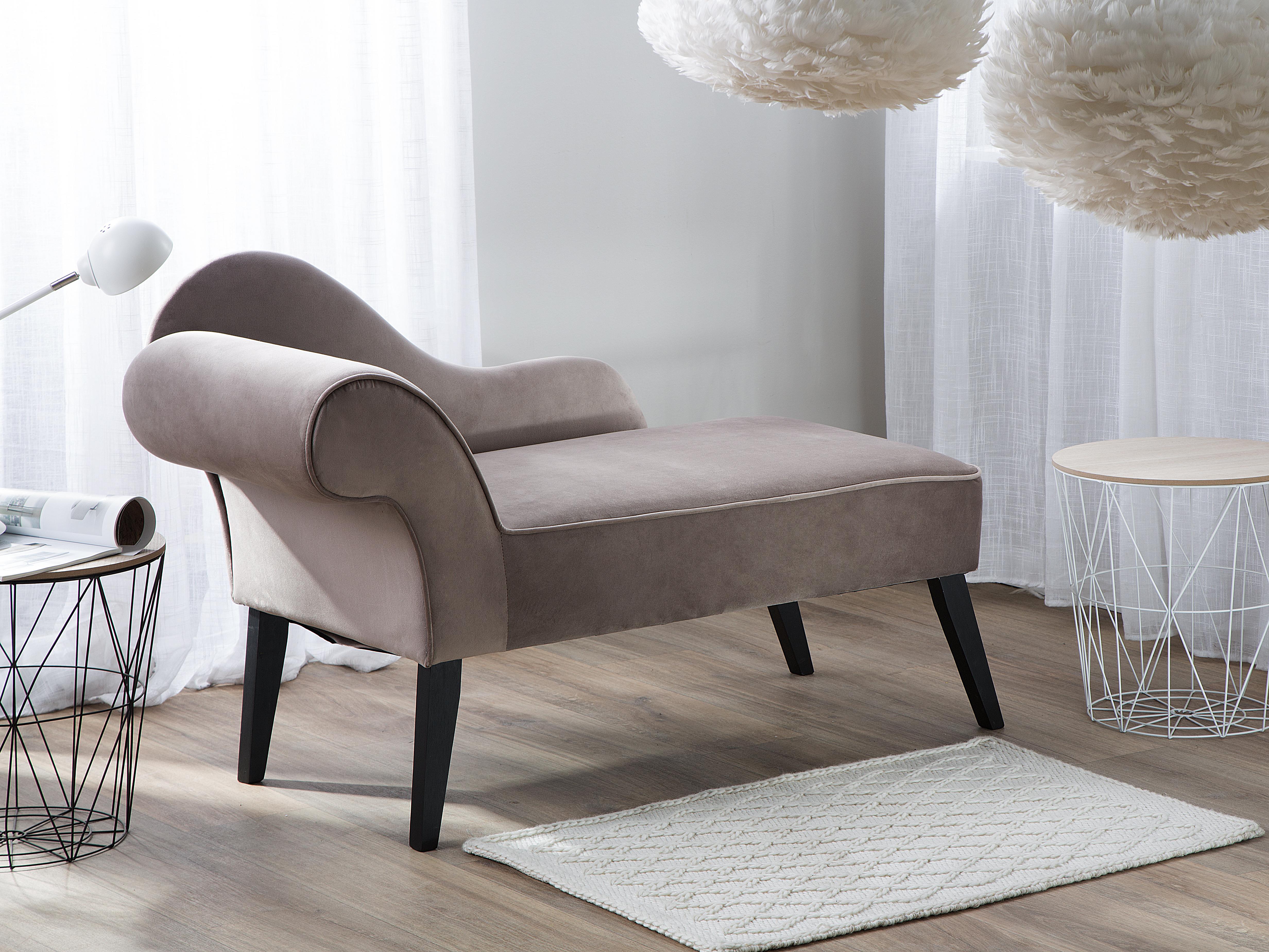 Linkszijdige chaise longue BIARRITZ Fluweel Taupe