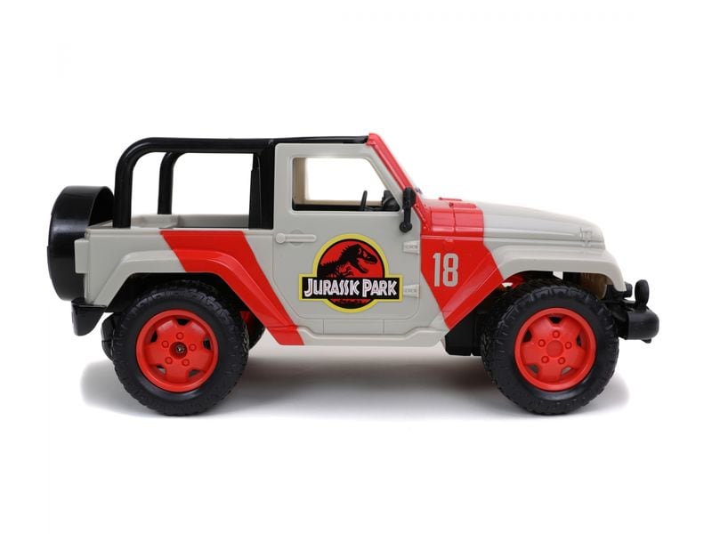 Jada Toys Jurassic Park RC Jeep Wrangler RTR, 1:16 Ferngesteuerter Jeep Wrangler Geländewagen im Jurassic Park Design