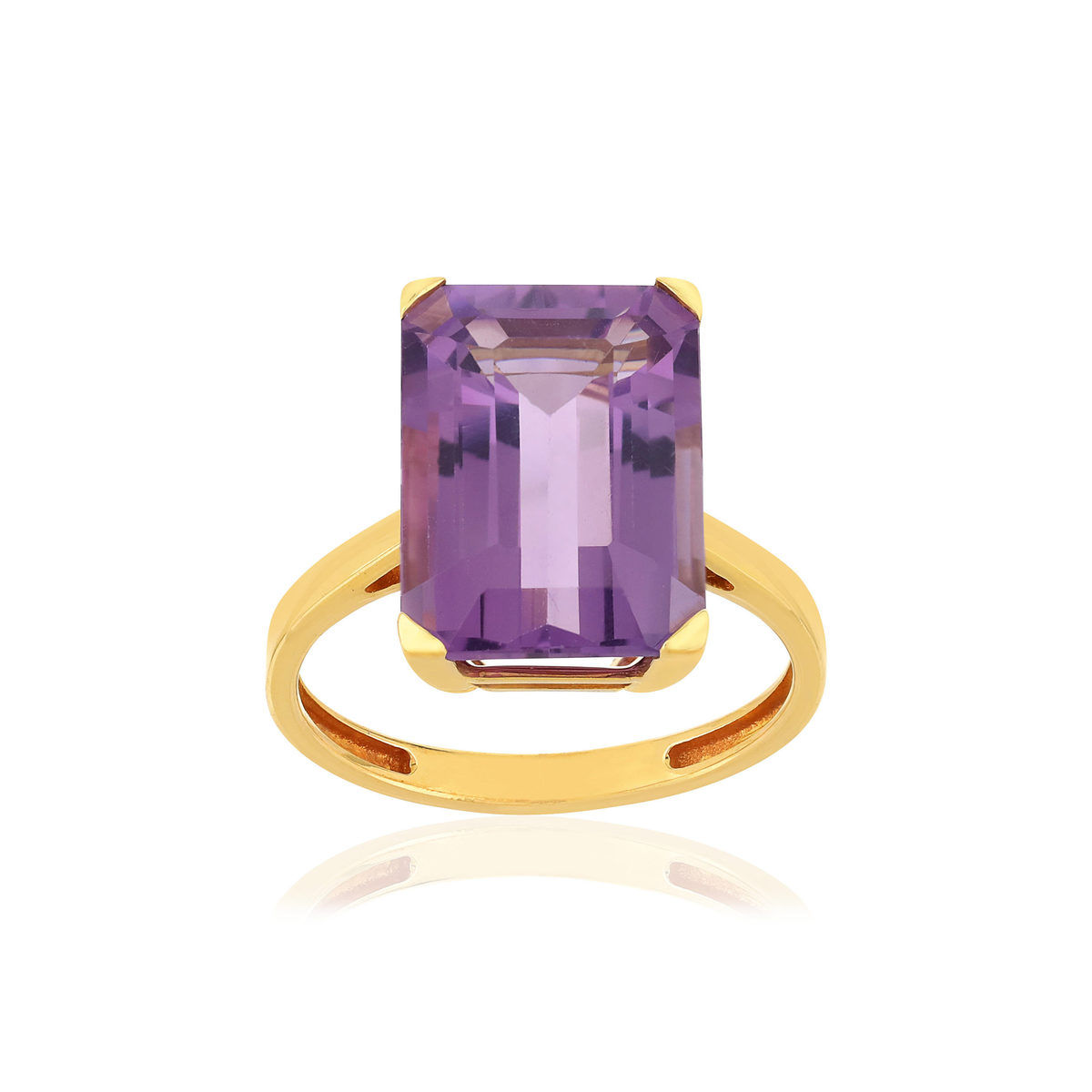 Bague or jaune 750, 1 Améthyste de 6,80 carats.