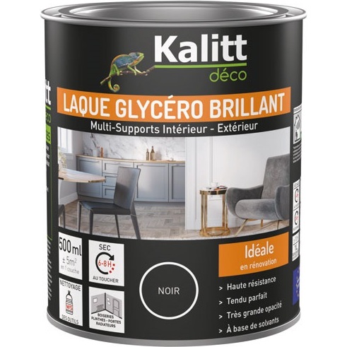 Laque glycéro Brillante Multi-supports 0.5 L - Noir