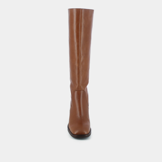 Bottes à talon  en cuir cognac