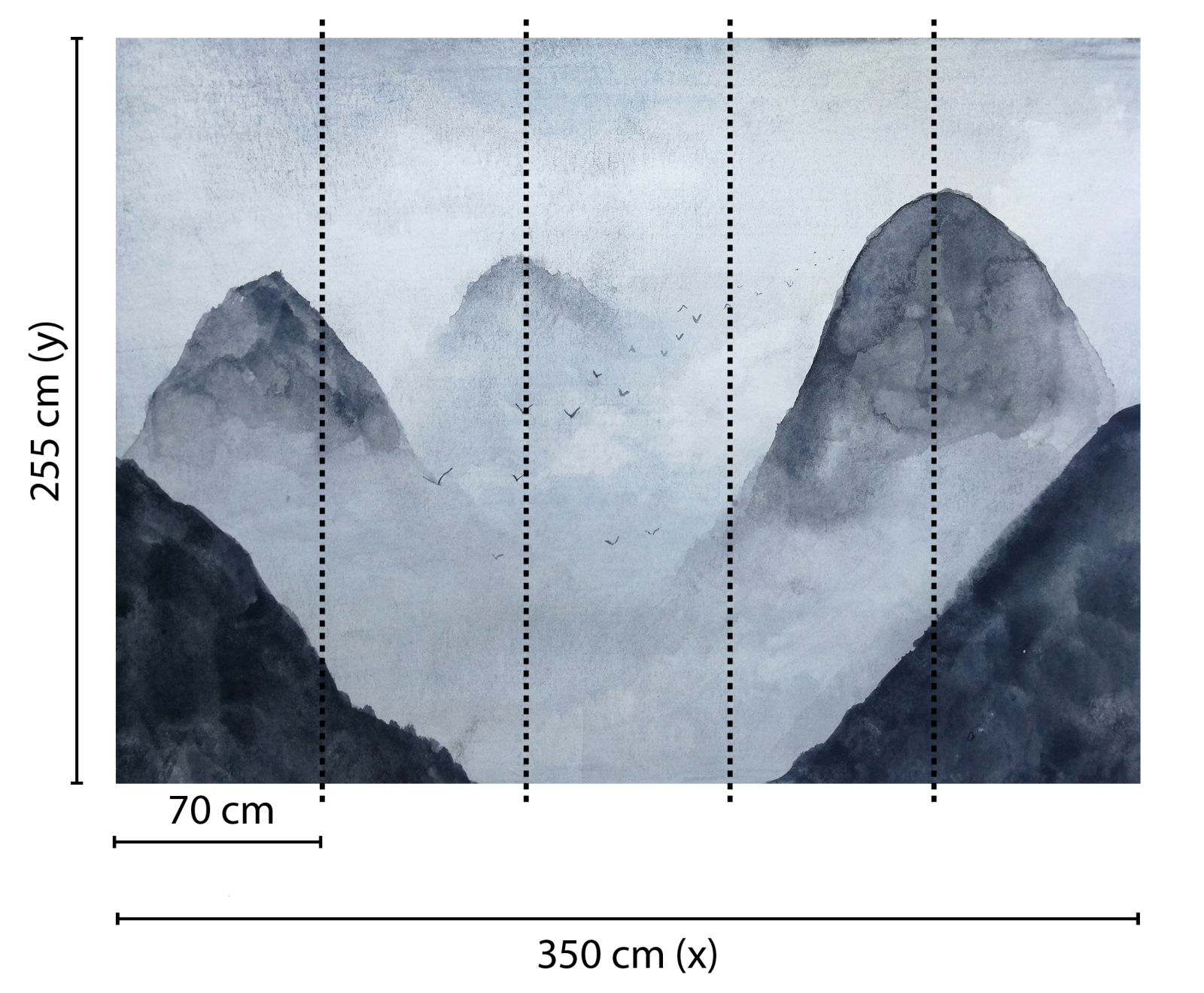 Fototapete DESIGNWALLS - grau-weiß - Berge - 2,55 Meter