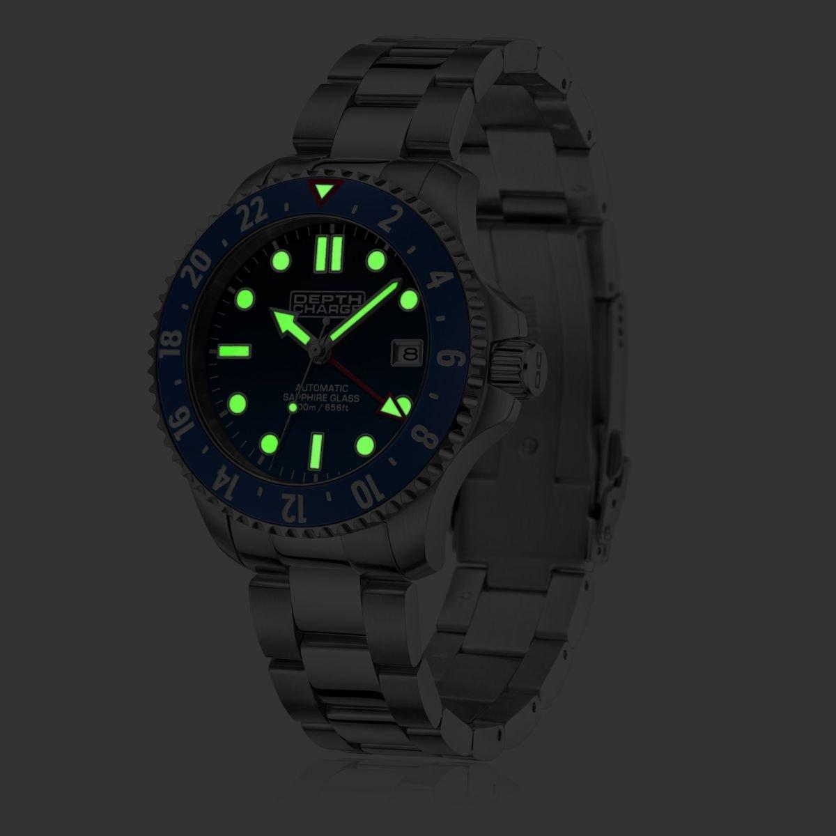 Depth Charge Stainless Steel Blue Dial Dive Watch