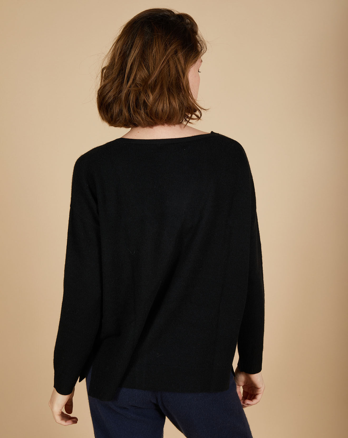 Cashmere Tribu Cardigan large 100% Cachemire Alisson2 noir