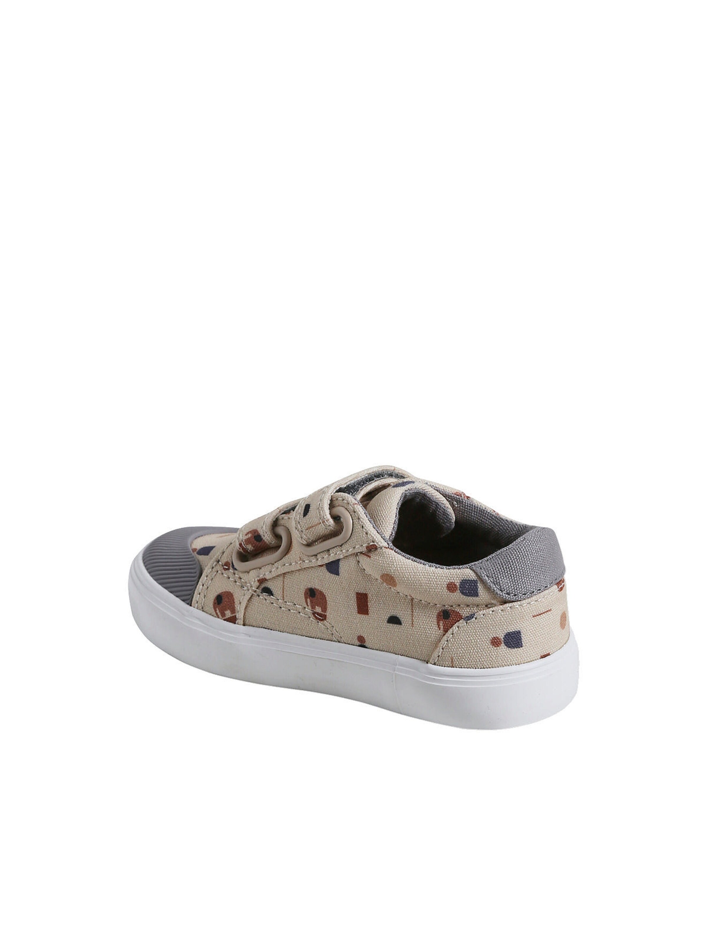 Vertbaudet Baby Stoffsneakers mit Klettriemchen beige bedruckt