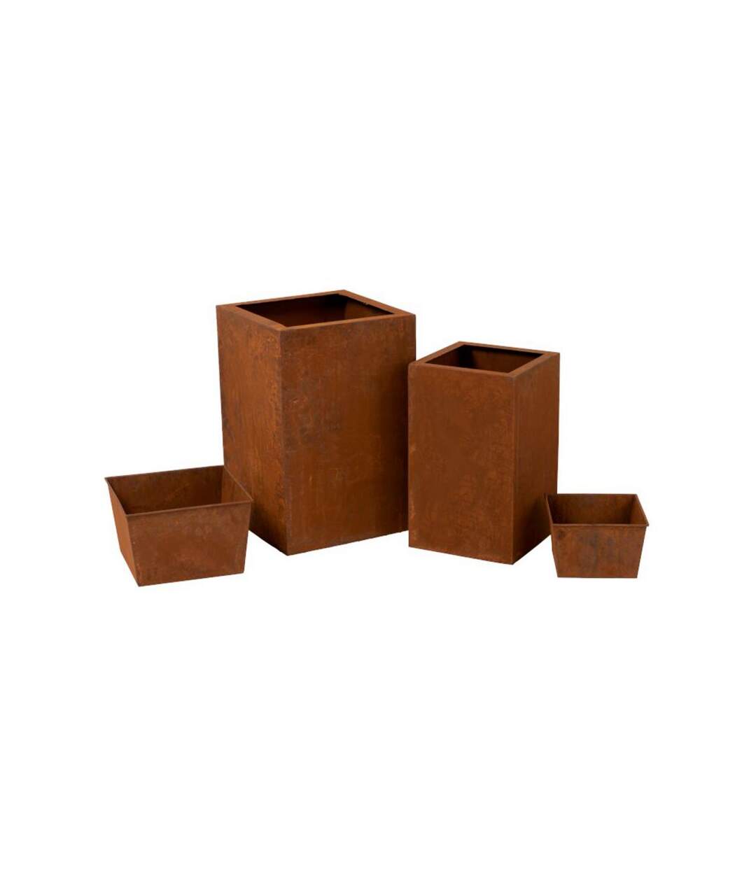 Paris Prix - Lot De 2 Jardinières Carrées rouille 60cm Orange